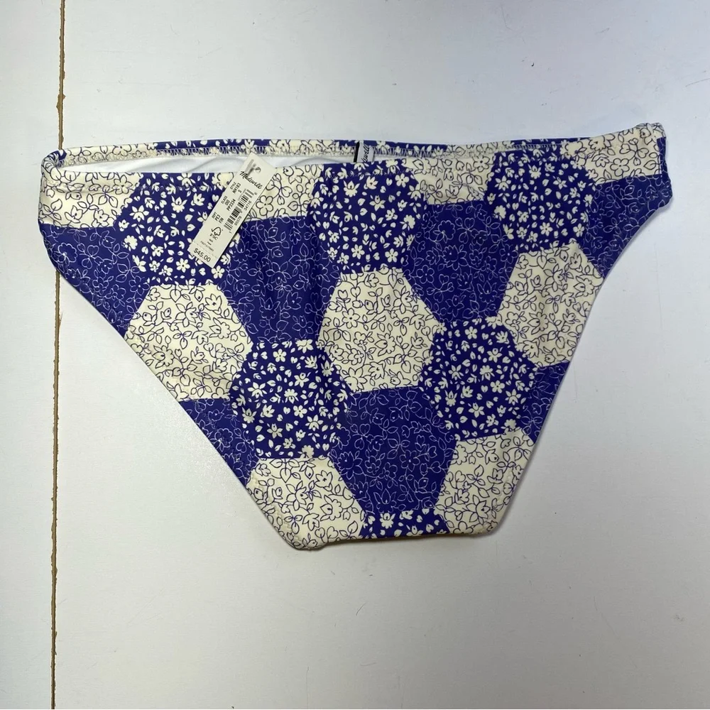 Madewell‎ Blue & White Second Wave Classic Patchwork Floral Bikini Bottoms NWT S